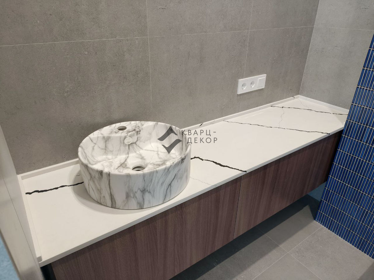 Столешницы  в ванную комнату из кварцевого агломерата IDS
